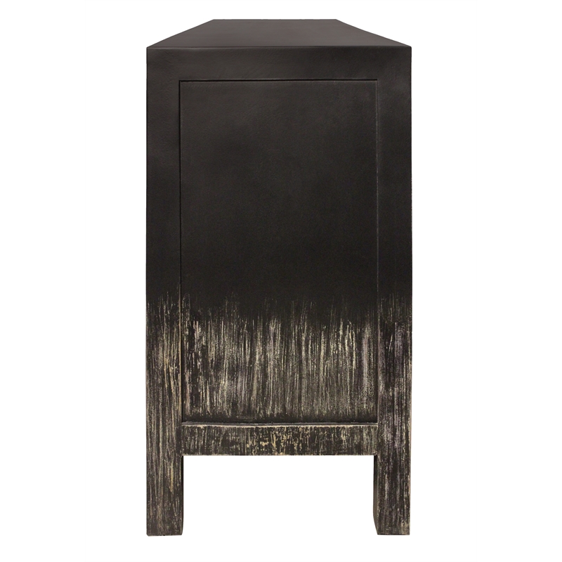 Magma 4-Door Sideboard in Modern Distressed Black Finish on Solid Wood