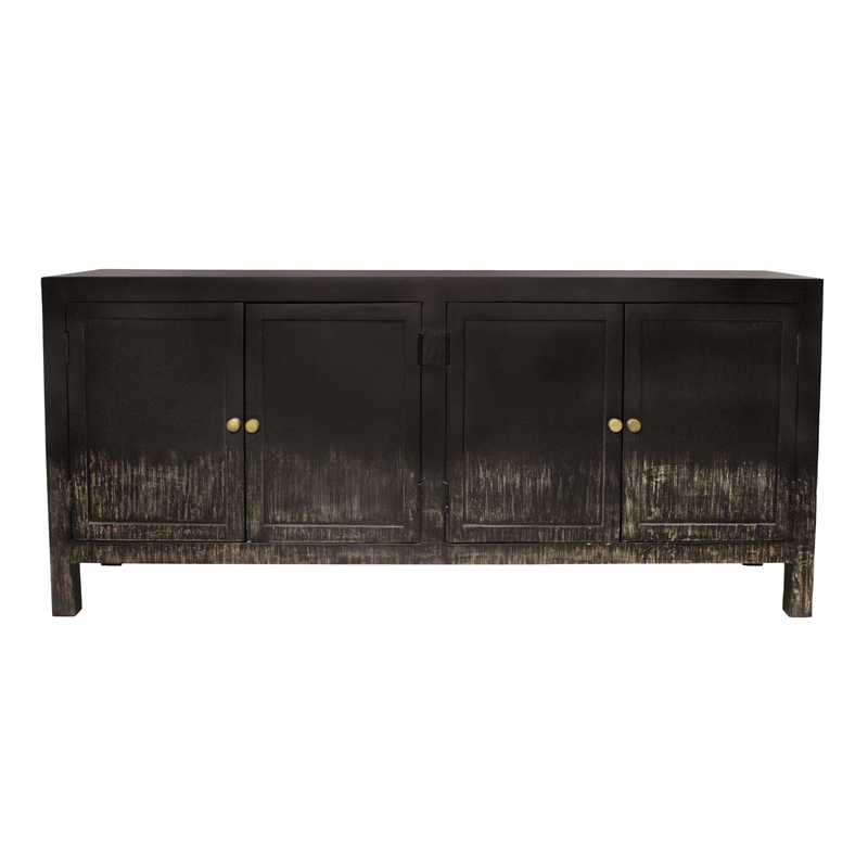 Magma 4-Door Sideboard in Modern Distressed Black Finish on Solid Wood