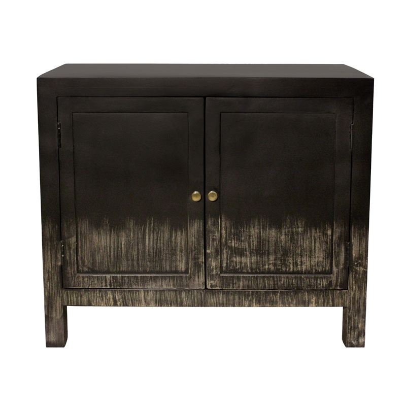 Magma 2-Door Sideboard in Modern Distressed Black Finish on Solid Wood