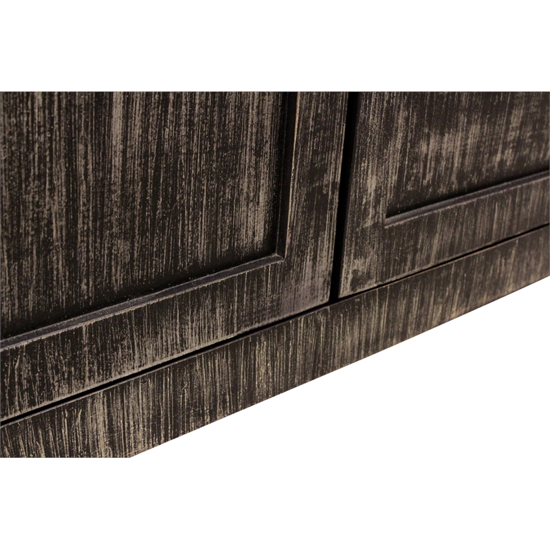 Magma 2-Door Sideboard in Modern Distressed Black Finish on Solid Wood