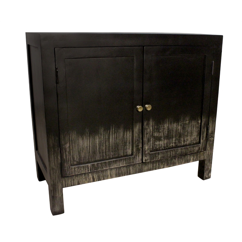 Magma 2-Door Sideboard in Modern Distressed Black Finish on Solid Wood