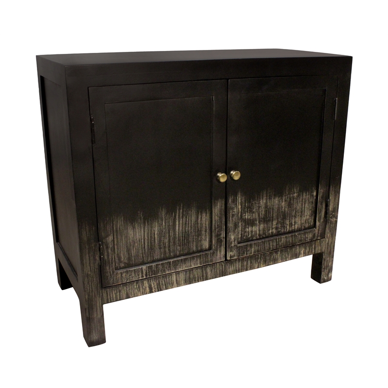 Magma 2-Door Sideboard in Modern Distressed Black Finish on Solid Wood