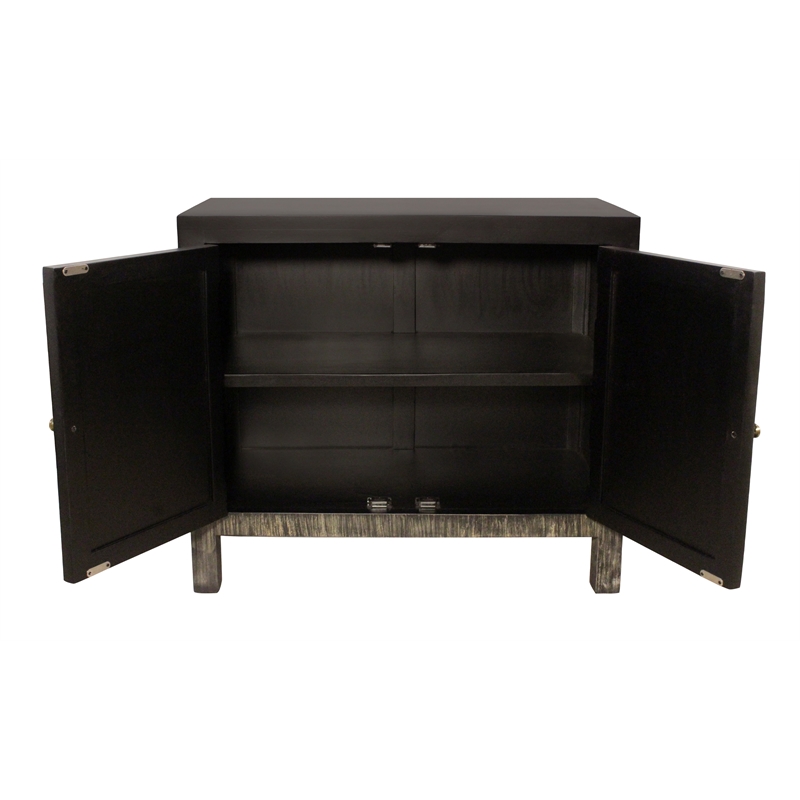 Magma 2-Door Sideboard in Modern Distressed Black Finish on Solid Wood