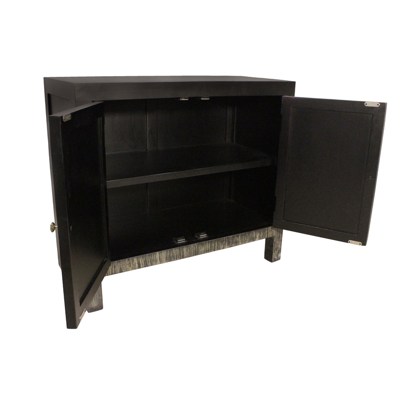 Magma 2-Door Sideboard in Modern Distressed Black Finish on Solid Wood