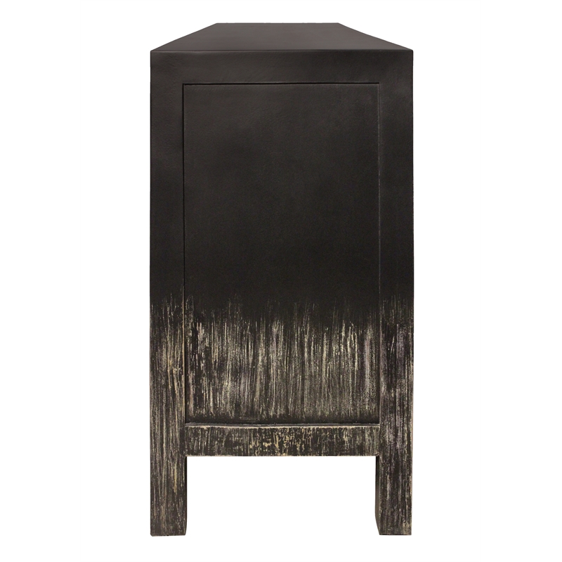 Magma 2-Door Sideboard in Modern Distressed Black Finish on Solid Wood