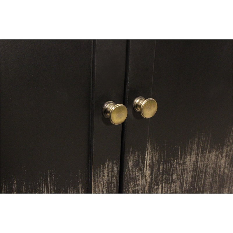 Magma 2-Door Sideboard in Modern Distressed Black Finish on Solid Wood