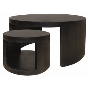 Molly Cocktail Table 2-Piece Set in a Modern Natural Black on Solid Wood