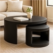 Molly Cocktail Table 2-Piece Set in a Modern Natural Black on Solid Wood