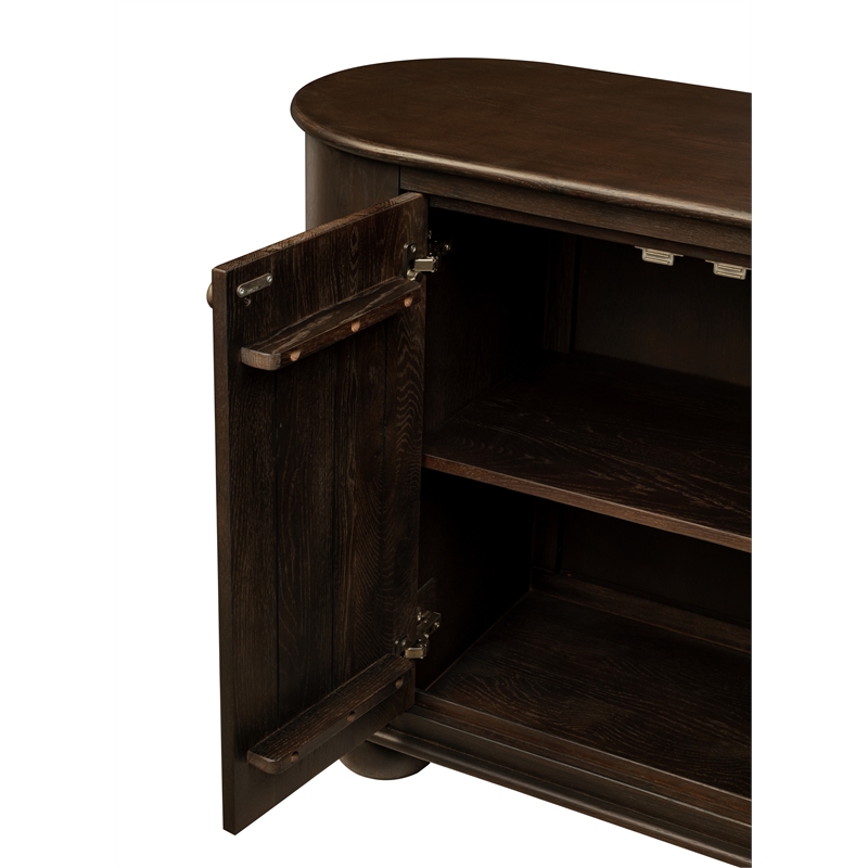 Astrid 6-Door Sideboard in a Mid-Century Barista Brown Finish on Oak Solid Wood