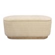 Jackie Storage Bench in Contemporary Beige Multi-Weave Fabric on Solid Wood Base