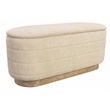 Jackie Storage Bench in Contemporary Beige Multi-Weave Fabric on Solid Wood Base