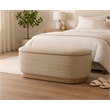 Jackie Storage Bench in Contemporary Beige Multi-Weave Fabric on Solid Wood Base