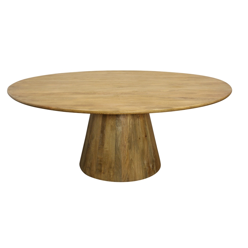 Jaden Round Dining Table in Mid-Century Distressed Natural Finish on Solid Wood