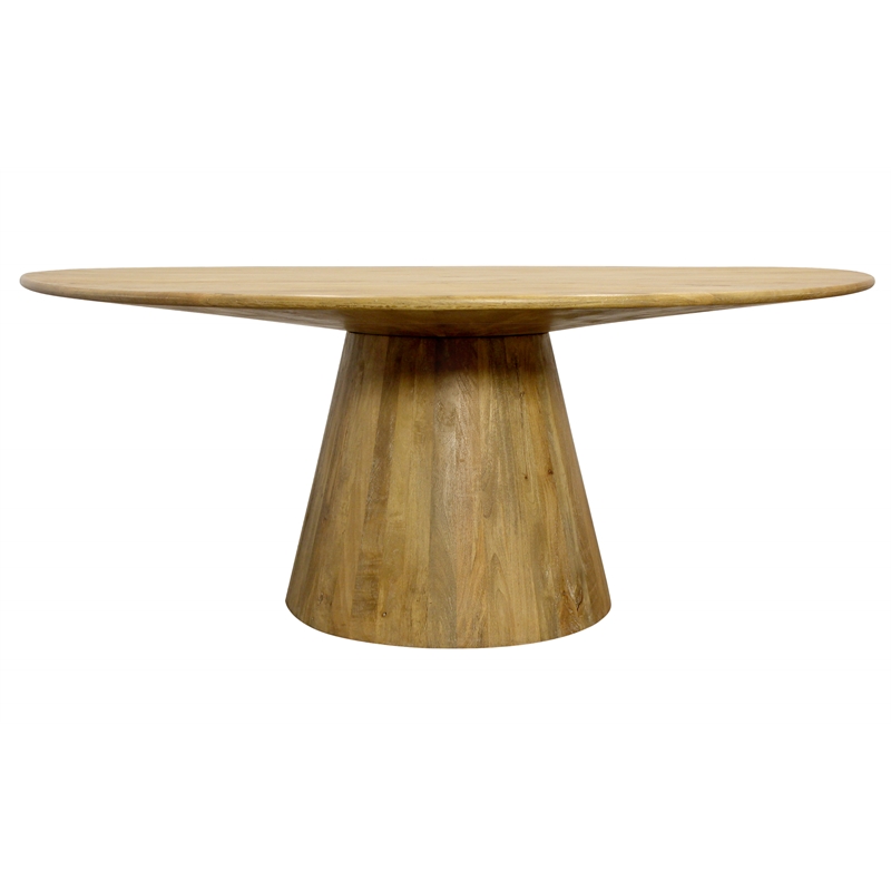 Jaden Round Dining Table in Mid-Century Distressed Natural Finish on Solid Wood