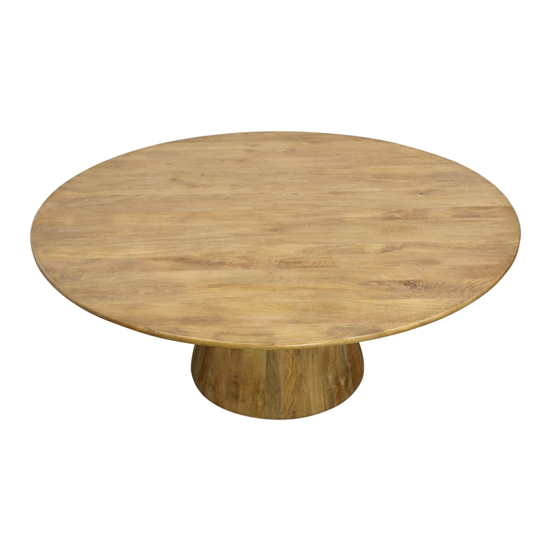 Jaden Round Dining Table in Mid-Century Distressed Natural Finish on Solid Wood