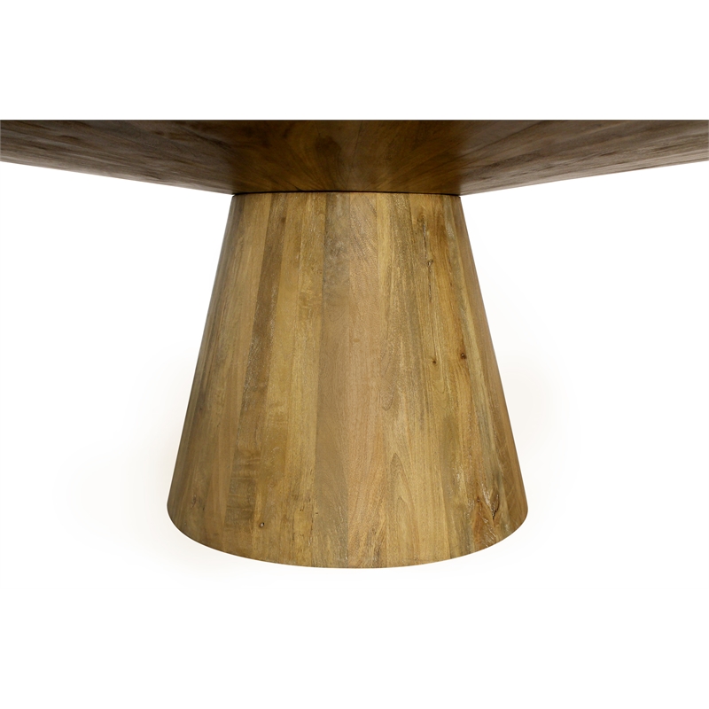 Jaden Round Dining Table in Mid-Century Distressed Natural Finish on Solid Wood