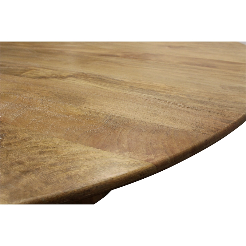 Jaden Round Dining Table in Mid-Century Distressed Natural Finish on Solid Wood