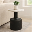 Caspian Side Table with White Marble Top in Modern Distressed Black Finish