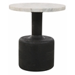 Caspian Side Table with White Marble Top in Modern Distressed Black Finish