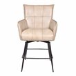 Gabriel Swivel Counter Stool in Mid-Century Stone Finish on Genuine Leather