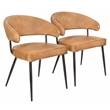 Barrett Side Chair 2-Piece Set in Mid-Century Caramel Finish on Genuine Leather