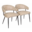 Barrett Side Chair 2-Piece Set in Mid-Century Stone Finish on Genuine Leather