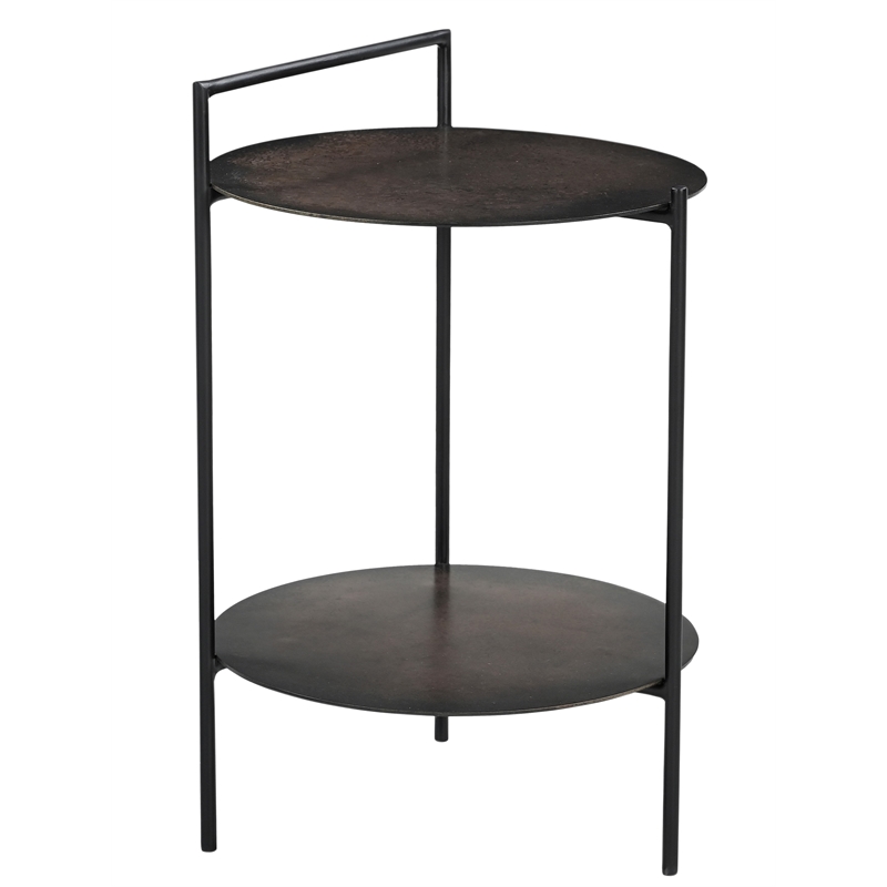 Benji Iron Side Table in Contemporary Dark Copper Patina