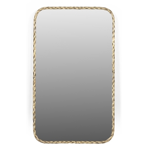 Thea Mirror with a Modern Hand-Forged Iron Frame in Brass Finish