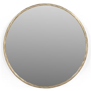 Nyra 24&quot Round Mirror with a Modern Hand-Forged Iron Frame in Brass Finish
