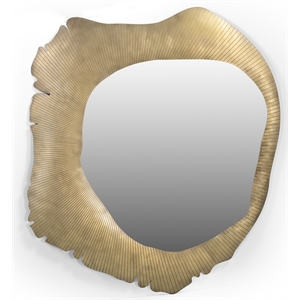 Kristin Mirror with a Modern Hand-Forged Iron Frame in Brass Finish