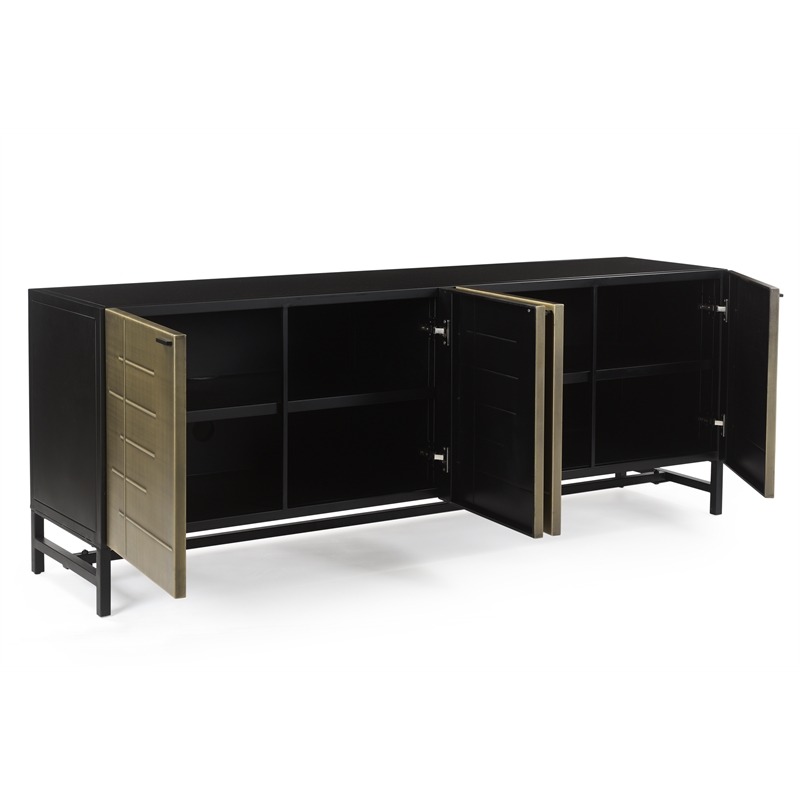 Balthazar 4-Door Sideboard in Modern Light Gold Finish on Iron
