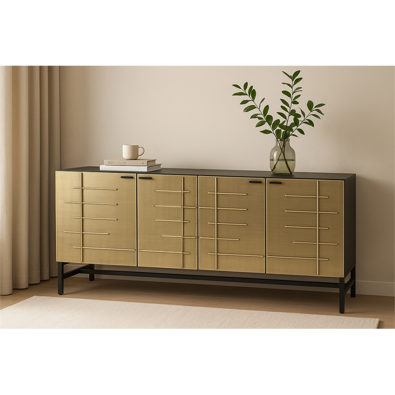 Balthazar 4-Door Sideboard in Modern Light Gold Finish on Iron