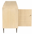 Sampson 4-Door Media Cabinet in Contemporary Aged Natural Finish on Solid Wood