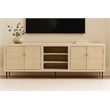 Sampson 4-Door Media Cabinet in Contemporary Aged Natural Finish on Solid Wood