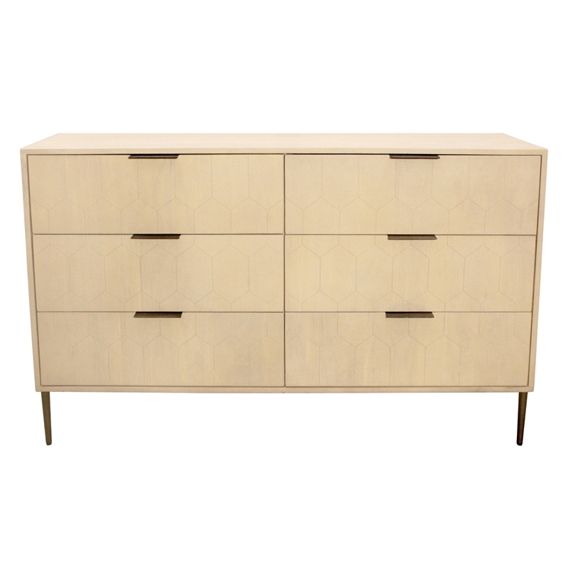 Ren 6-Drawer Dresser in Contemporary Aged Natural Finish on Solid Wood