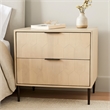Ren 2-Drawer Nightstand in Contemporary Aged Natural Finish on Solid Wood