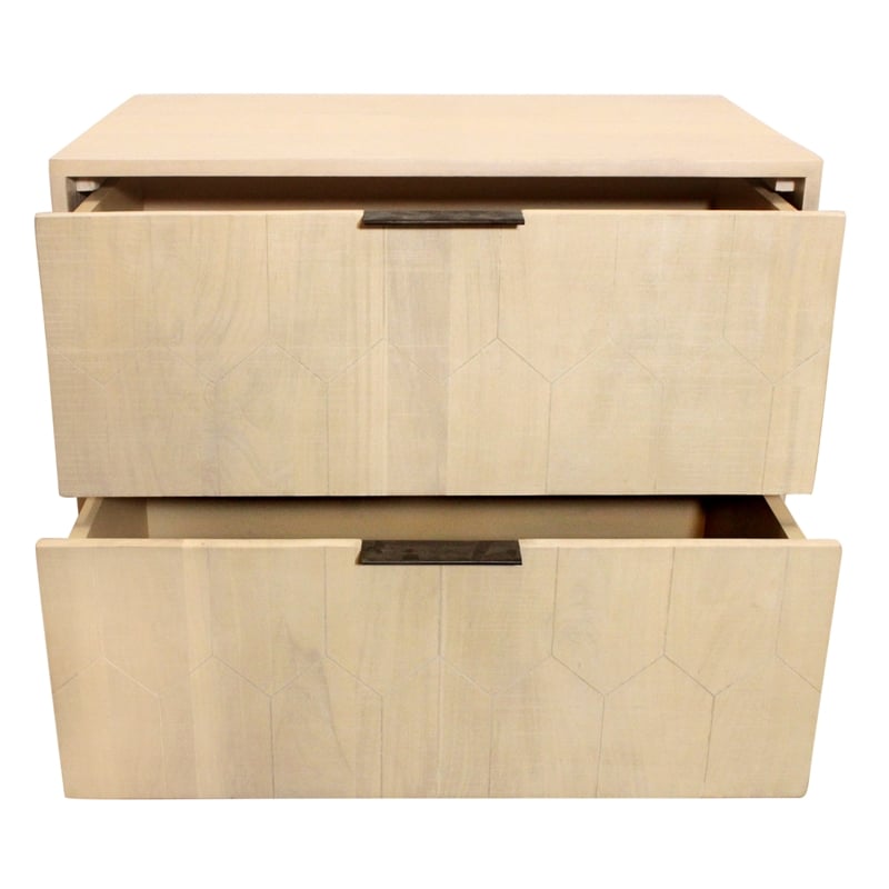 Ren 2-Drawer Nightstand in Contemporary Aged Natural Finish on Solid Wood