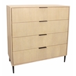 Ren 4-Drawer Chest in Contemporary Aged Natural Finish on Solid Wood