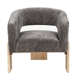 Tess Accent Chair in Modern Crystal Black Ribbed Linen on Solid Wood