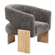 Tess Accent Chair in Modern Crystal Black Ribbed Linen on Solid Wood
