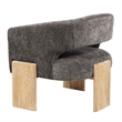 Tess Accent Chair in Modern Crystal Black Ribbed Linen on Solid Wood
