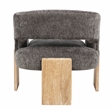 Tess Accent Chair in Modern Crystal Black Ribbed Linen on Solid Wood