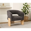 Tess Accent Chair in Modern Crystal Black Ribbed Linen on Solid Wood