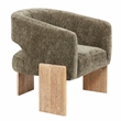 Tess Accent Chair in Modern Garden Green Ribbed Linen on Solid Wood