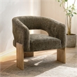 Tess Accent Chair in Modern Garden Green Ribbed Linen on Solid Wood