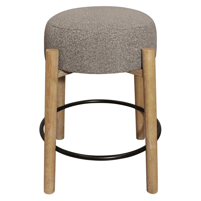 Natalia Counter Stool in Mid-century Modern Silver Boucle Fabric 2-Piece Set