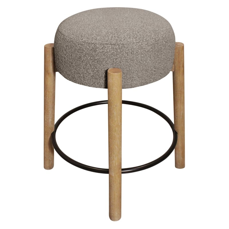 Natalia Counter Stool in Mid-century Modern Silver Boucle Fabric 2-Piece Set