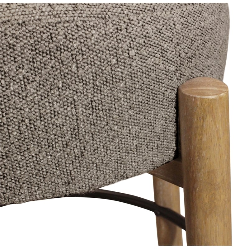 Natalia Counter Stool in Mid-century Modern Silver Boucle Fabric 2-Piece Set