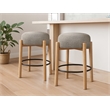 Natalia Counter Stool in Mid-century Modern Silver Boucle Fabric 2-Piece Set