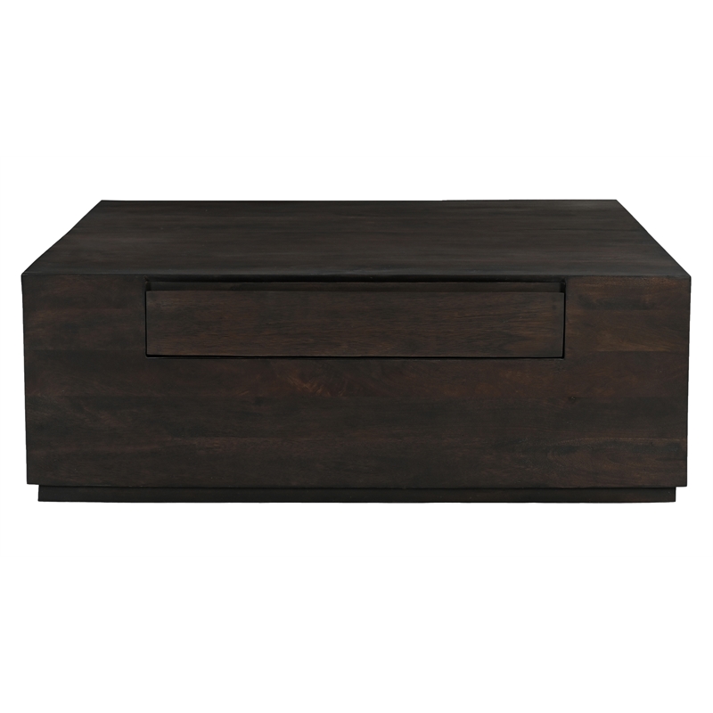 Flagstaff 2-Drawer Square Cocktail Table in Modern Barista Brown on Solid Wood